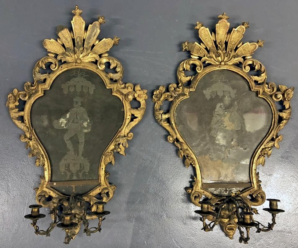 Appraisal: Pair of Italian Mirrors Pair of Italian mirrors th c