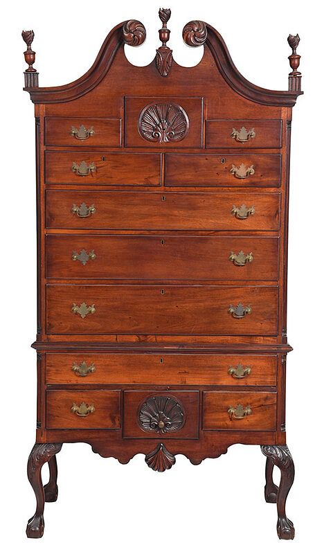 Appraisal: Chippendale Style Carved Mahogany High Chest American late th early