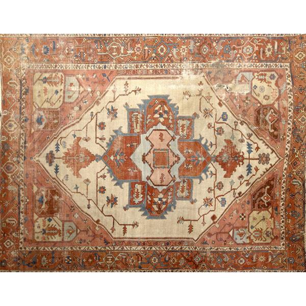 Appraisal: SERAPI Oriental rug with central medallion on cream ground with