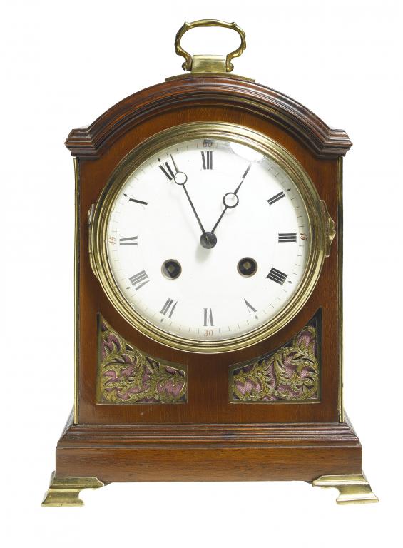 Appraisal: A MAHOGANY MANTEL CLOCK the enamel dial with steel Breguet