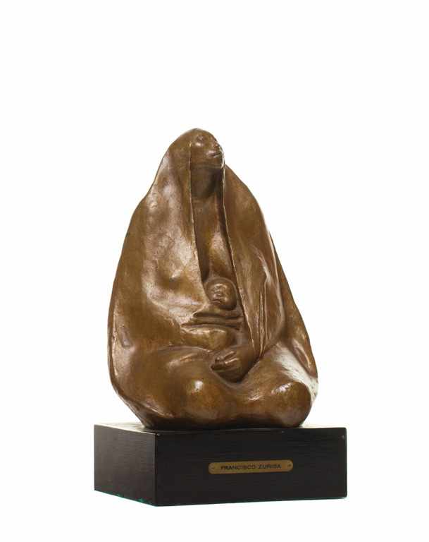 Appraisal: FRANCISCO ZUNIGA Mexican - Mujer Sentada Con Nino bronze signed