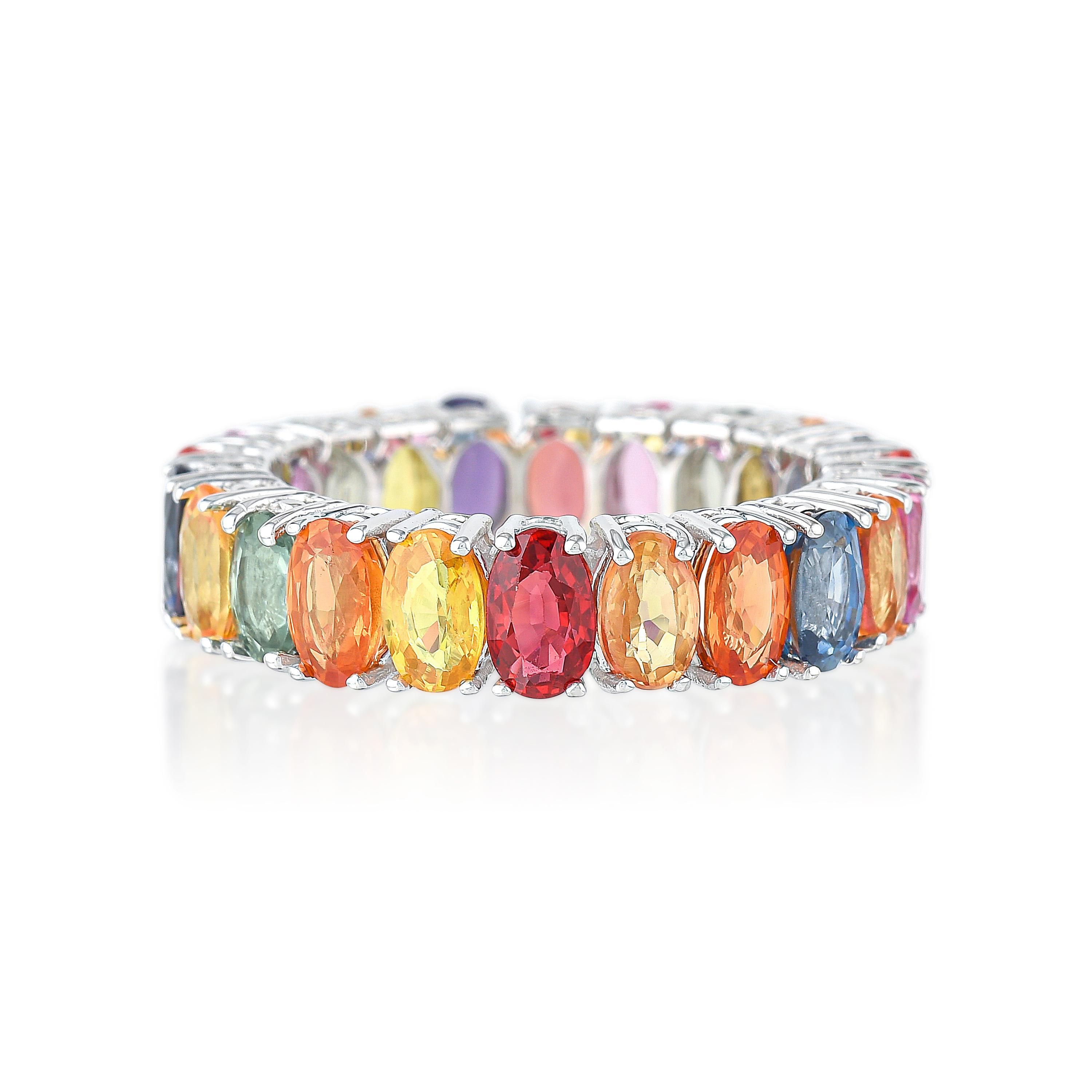 Appraisal: MULTI-COLORED SAPPHIRE ETERNITY BAND METAL K white gold GEMSTONE S