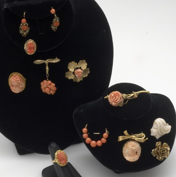 Appraisal: GOLD AND CORAL JEWELRY Twelve items in k and k