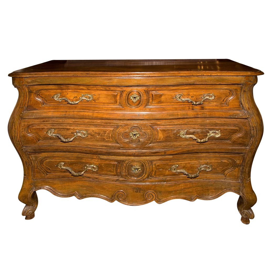 Appraisal: Provincial Louis XV Gilt-Metal Mounted Walnut Commode Mid th century