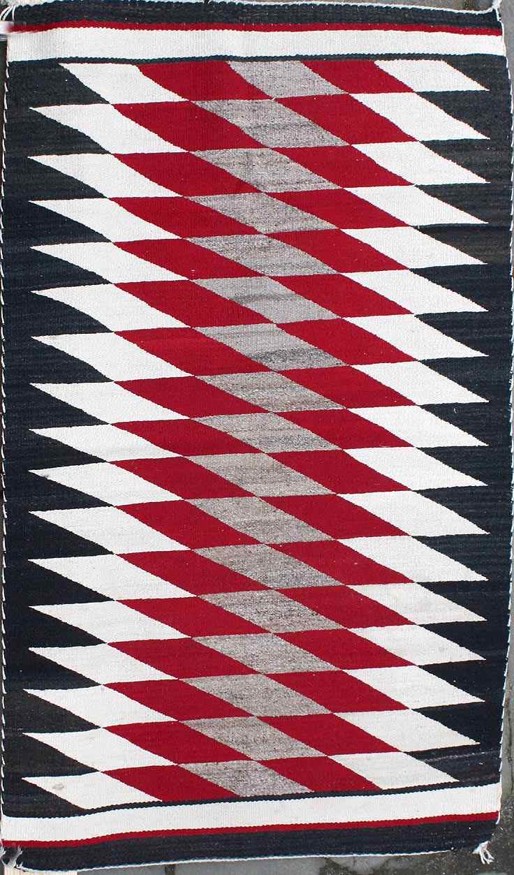 Appraisal: NATIVE AMERICAN RUG ' x ' '' Columns of gray