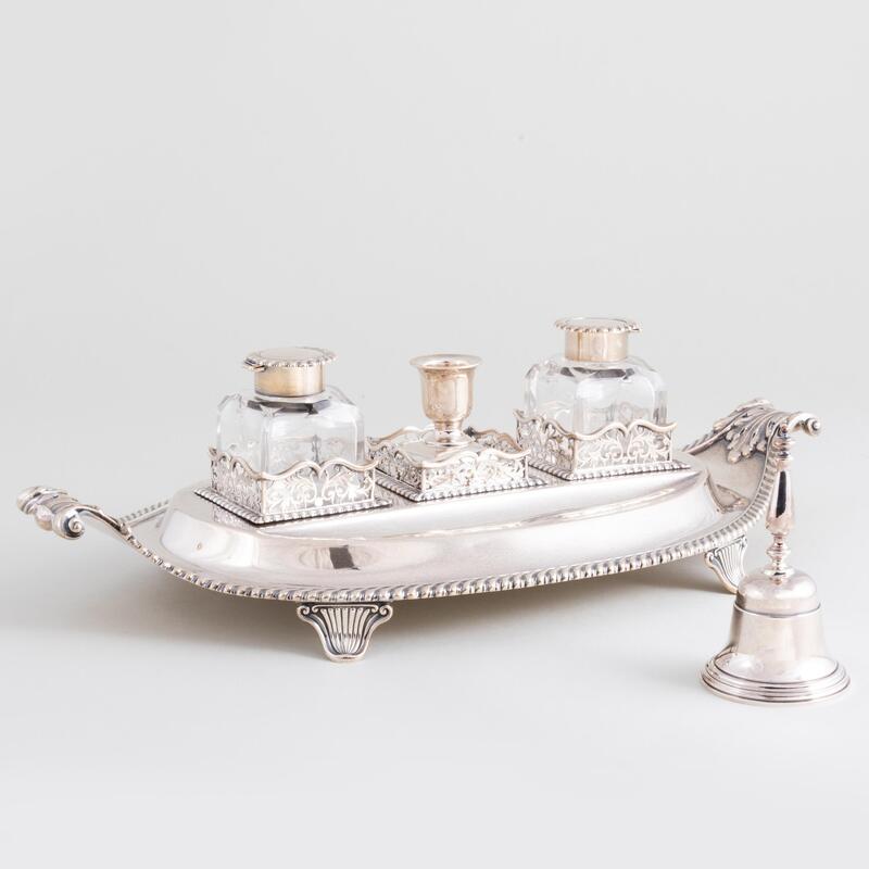 Appraisal: Gorham Sterling Silver Inkstand and an English Silver Table Bell