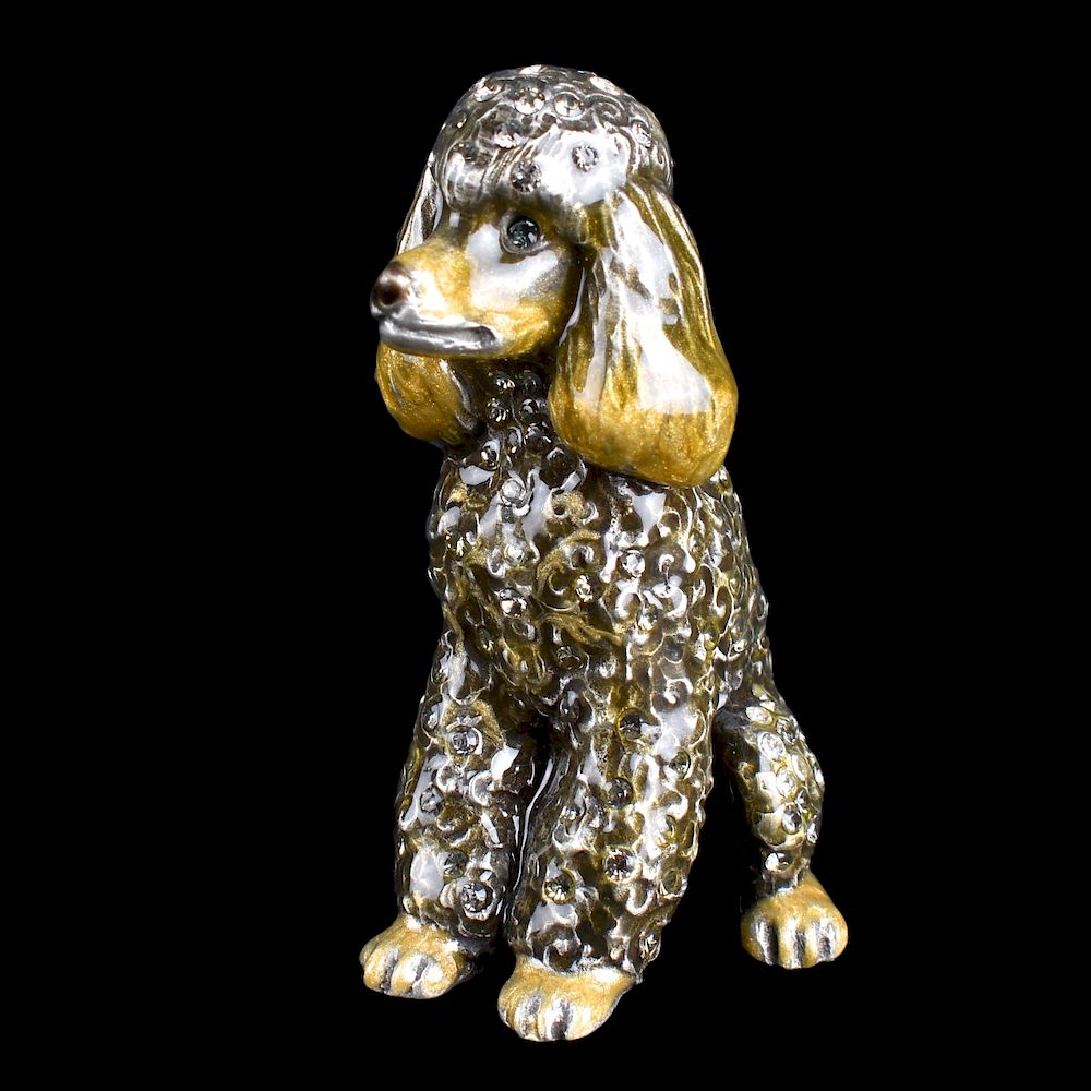 Appraisal: Jay Strongwater Figurine Jay Strongwater Miniature Poodle Figurine Signed Measures