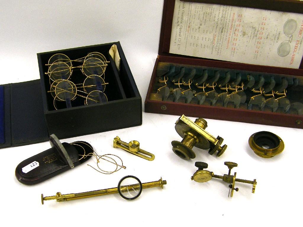 Appraisal: Two boxes of testing spectacles and a pair of gilt