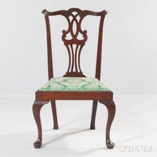 Appraisal: Carved Mahogany Side Chair Massachusetts c - with shaped crest