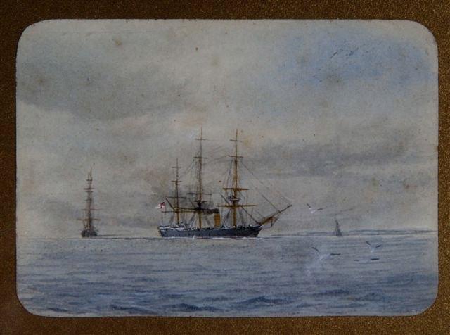 Appraisal: TH CENTURY SCHOOLA British naval ship with rigging at sea