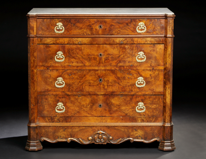 Appraisal: Louis-Philippe Walnut and Marble-Top Commode mid- th century the rectangular