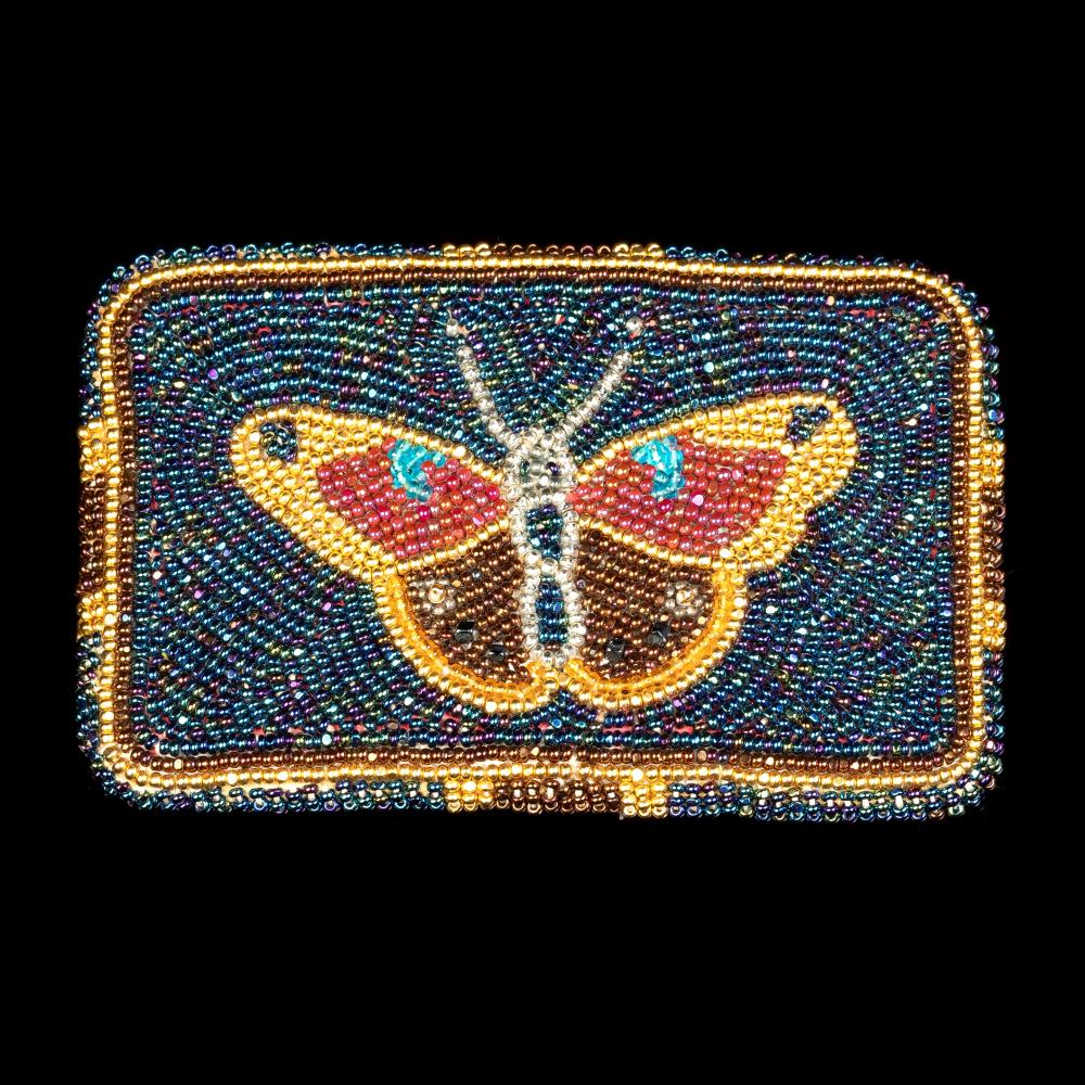 Appraisal: TERI GREEVES BEADED BUTTERFLY BELT BUCKLE Teri Greeves Kiowa b