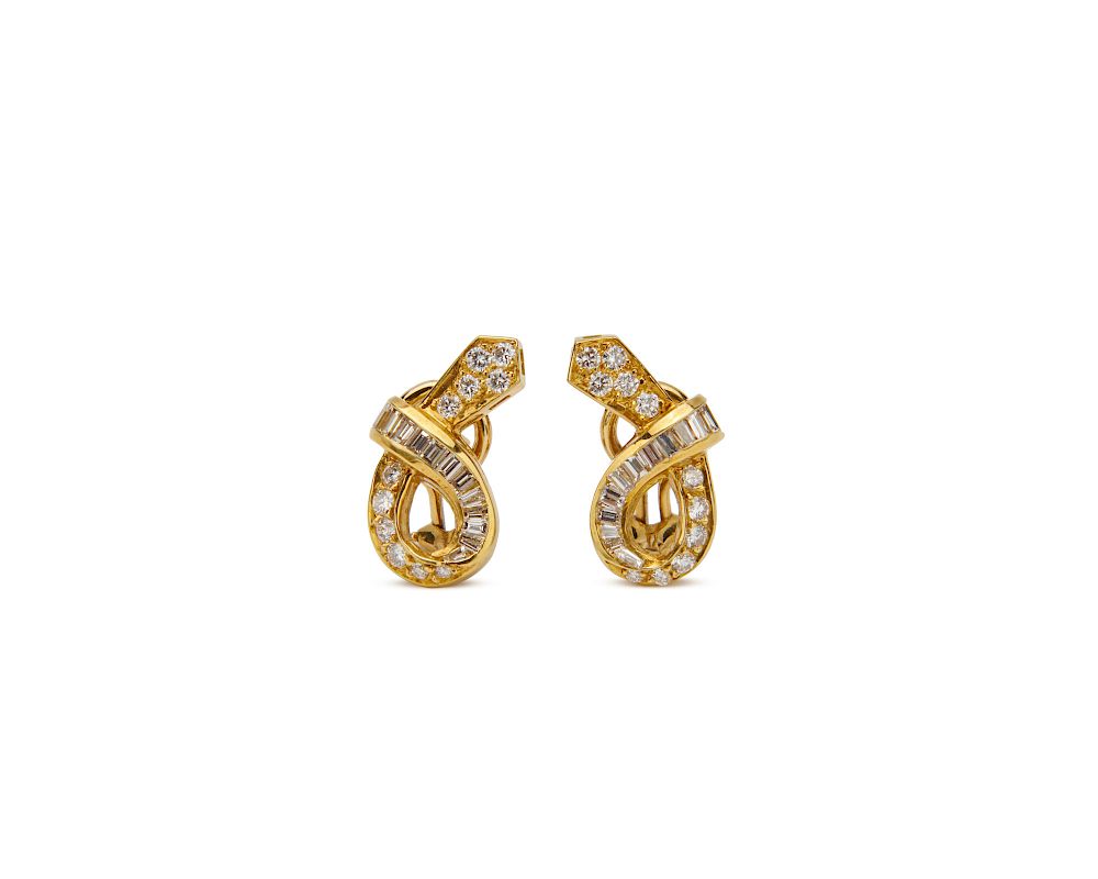 Appraisal: K Gold and Diamond Earrings K Gold and Diamond Earrings