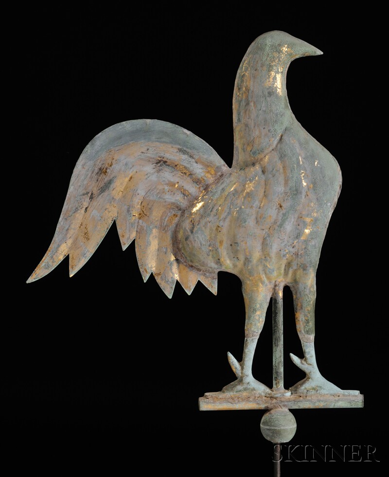 Appraisal: Molded Copper Gamecock Weathervane America late th early th century