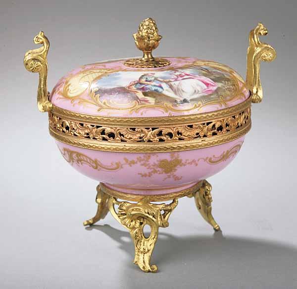 Appraisal: A S vres Rose Pompadour Porcelain Covered Potpourri with Gilt