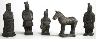 Appraisal: Boxed Souvenir Set of Earthenware X'ian Warriors From the archaeological