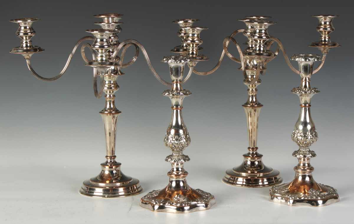 Appraisal: Silver Plate Candelabras Candlesticks Condition Wear Dimensions Ht ''E