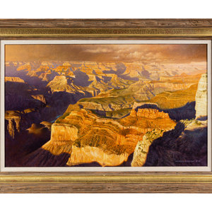 Appraisal: Howard Koslow American - Sunset-The Canyon Oil on Board signed