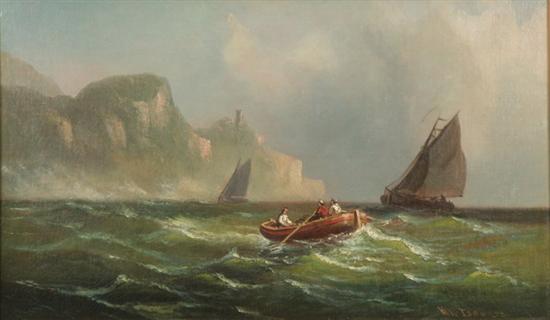 Appraisal: VON DEVERS Continental th th century BOATS ALONG A ROCKY