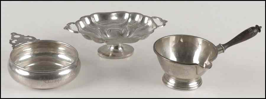 Appraisal: STIEFF STERLING SILVER DOUBLE HANDLED PEDESTAL DISH Together with a