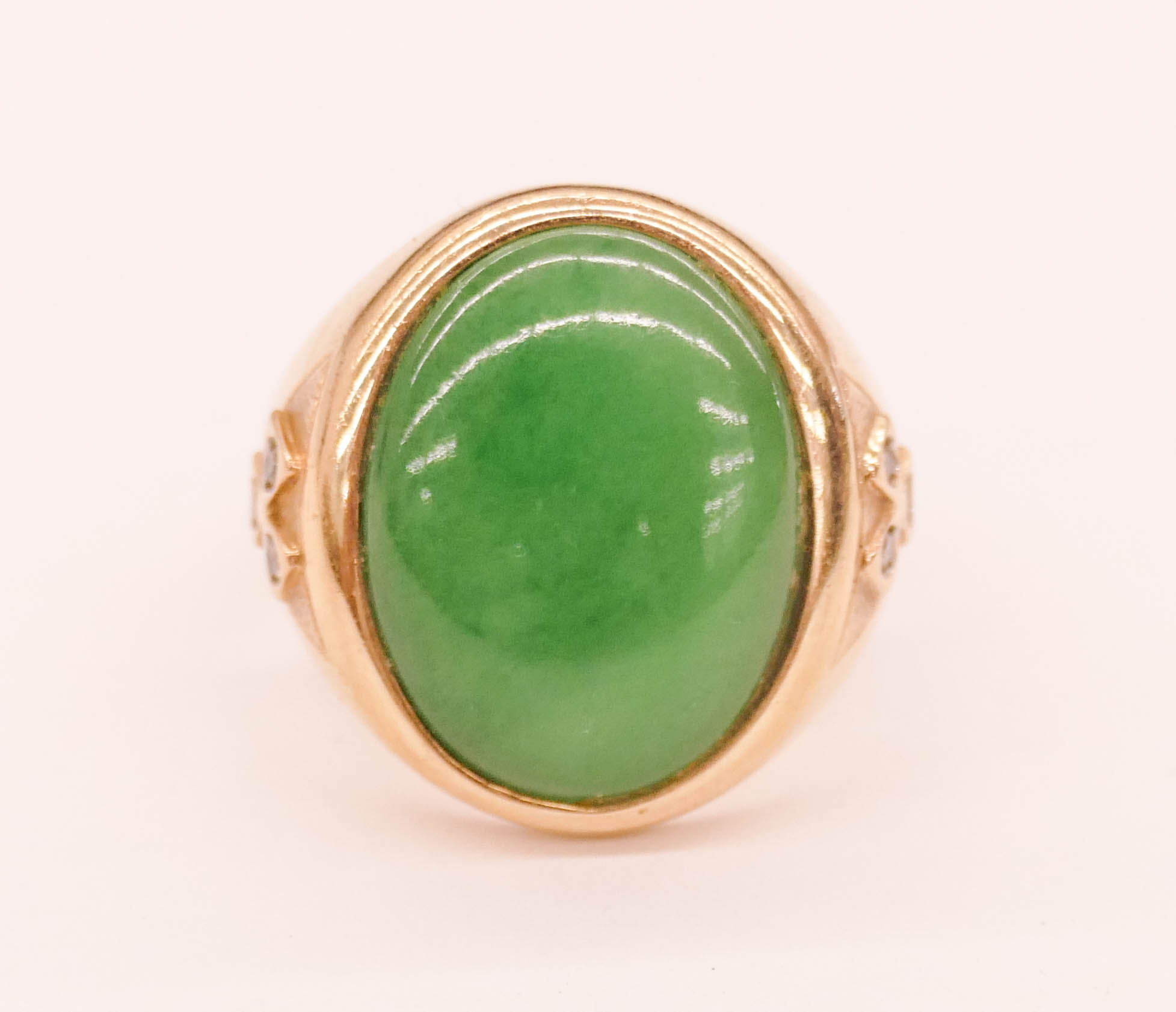 Appraisal: Men's k Jadeite Cabochon and Diamond Ring Size Includes a