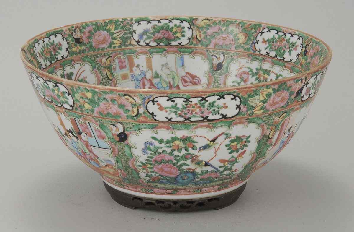 Appraisal: CHINESE EXPORT ROSE MEDALLION LARGE PORCELAIN BOWLMid- th CenturyHeight Diameter