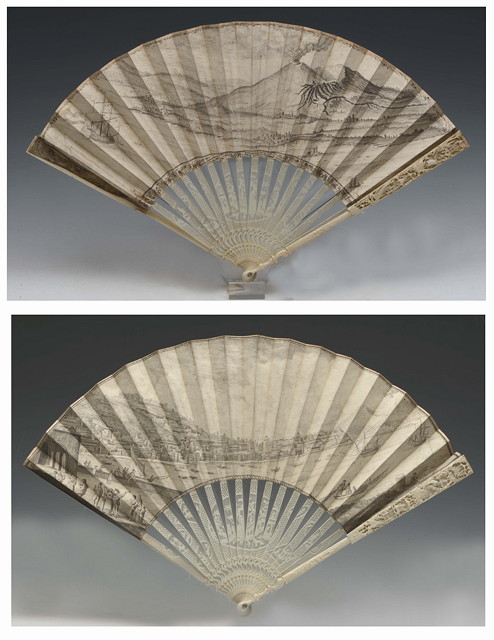 Appraisal: A CHINESE CANTON IVORY AND PAPER FAN painted both sides