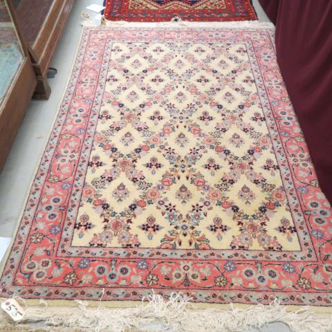 Appraisal: Tabriz Persian Handmade Rug fine floral on ivory field pinks