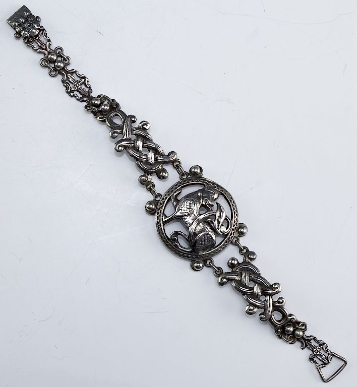 Appraisal: Peruzzi Italian Sterling Silver Figural Bracelet Antique Peruzzi sterling silver