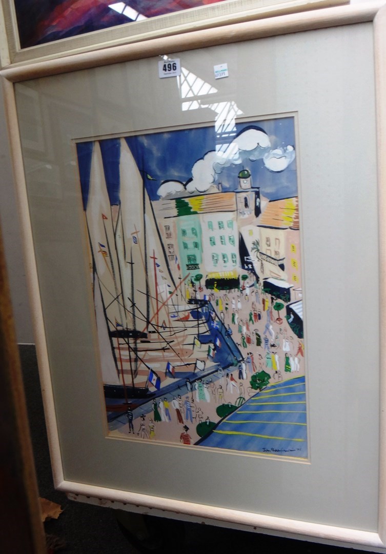 Appraisal: John Paddy Carstairs - Harbourside gouache signed and dated '