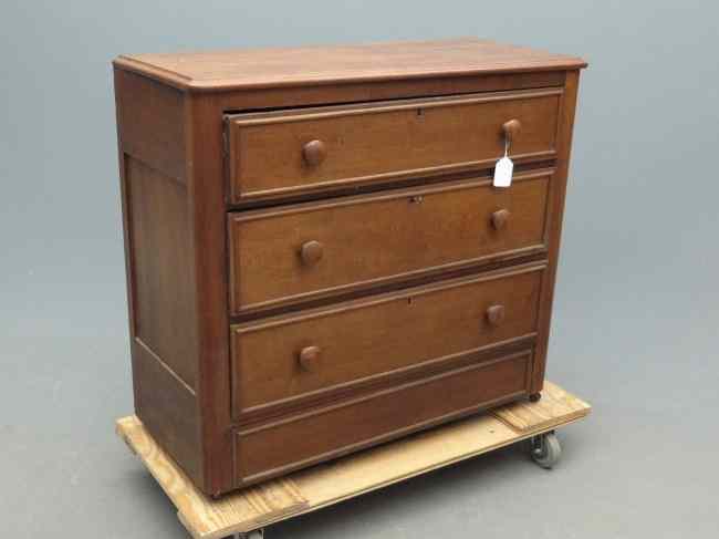 Appraisal: Victorian three drawer walnut chest '' W ' D ''