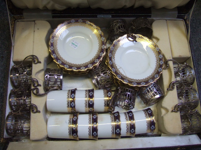 Appraisal: A silver and Aynsley part cabaret set comprising twelve silver