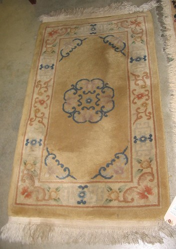 Appraisal: TWO HAND KNOTTED CHINESE AREA RUGS ' X ' mat