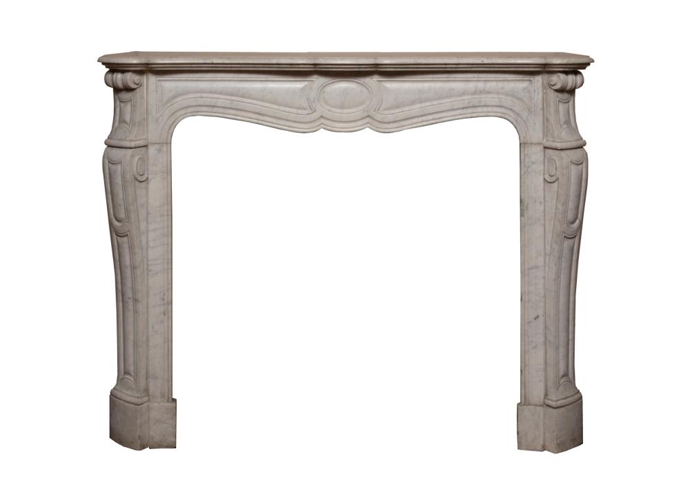 Appraisal: CARVED MARBLE MANTELAntique Carved Marble Mantel shaped top scrolled sides