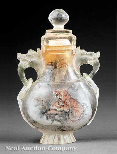 Appraisal: A Chinese Carved and Inside-Decorated Quartz Crystal Covered Urn dated