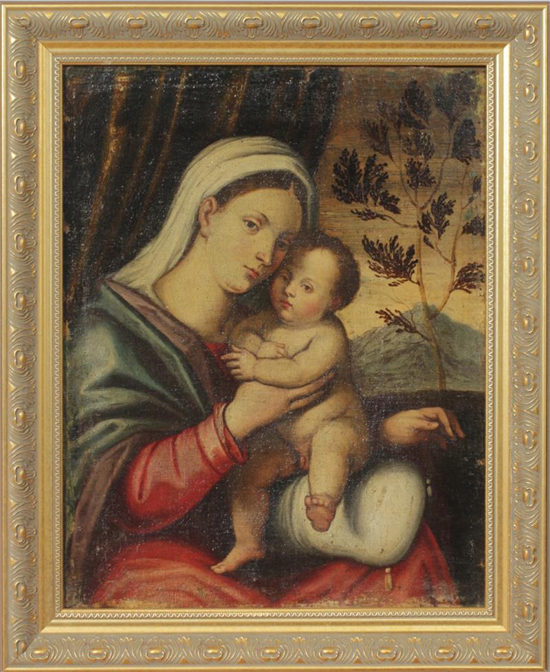 Appraisal: Italian School Madonna and Child Oil on canvas unsigned x