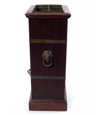 Appraisal: A mahogany stick stand circa with reeded sides and brass