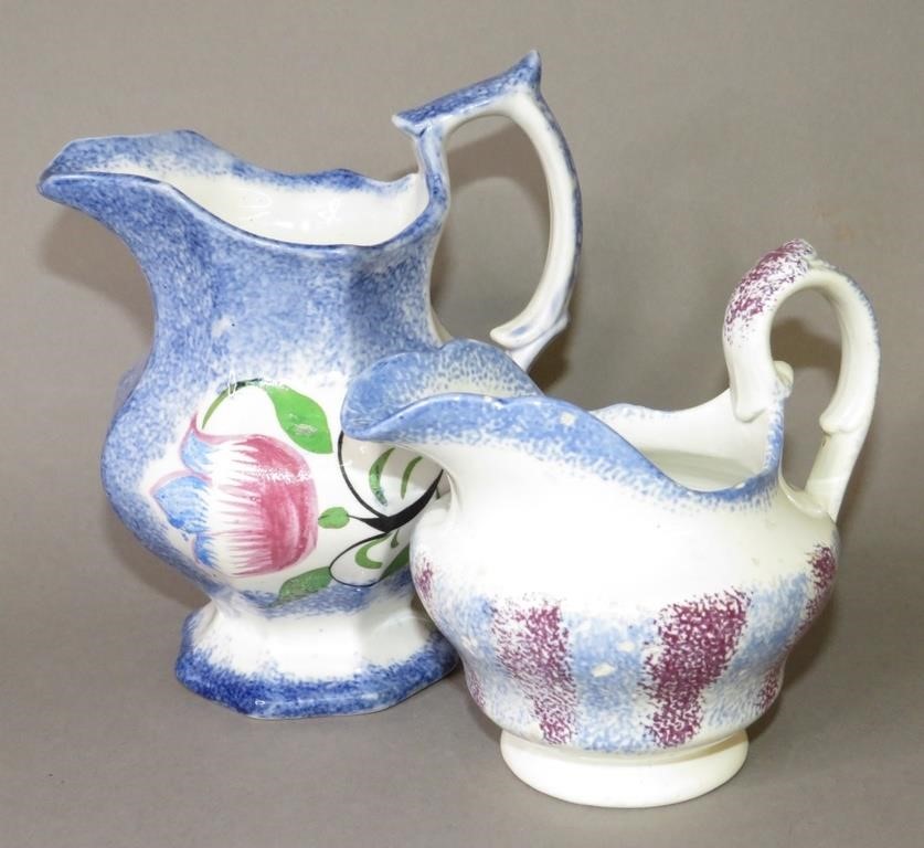 Appraisal: SPATTER CREAMERSca blue spatter eight paneled baluster shaped creamer Open