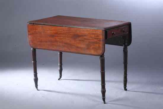 Appraisal: AMERICAN LATE SHERATON MAHOGANY PEMBROKE TABLE th century Leaves with