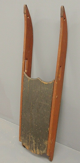 Appraisal: Continental wood sled th c with iron runners repainted l