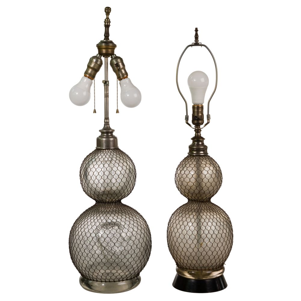 Appraisal: FRENCH SYPHON TABLE LAMPS like lamps having Parisian hand blown