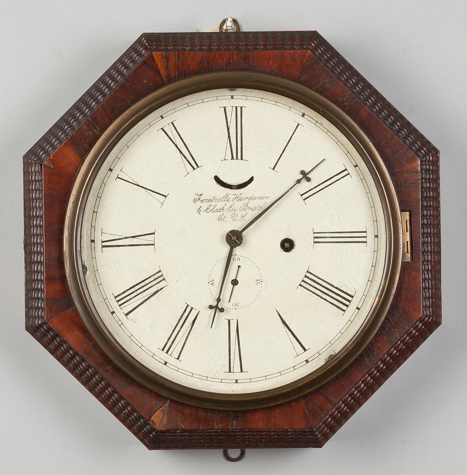 Appraisal: Forestville Hardware Clock Co Miniature Gallery Clock Bristol CT Rosewood