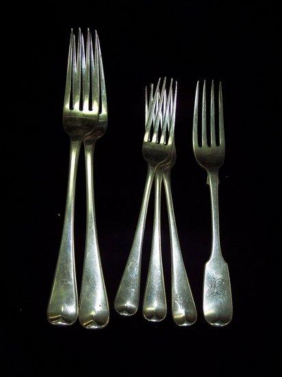 Appraisal: A pair of old English Pattern table forks and three