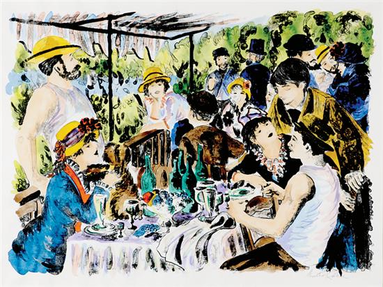 Appraisal: Alexander Renoir American th century THE BOATING PARTY hand-colored lithograph