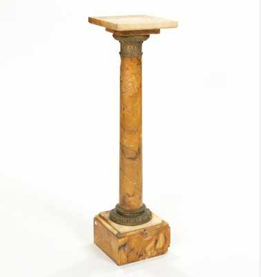 Appraisal: A Sienna Marble Stand th Century Marble column on squared