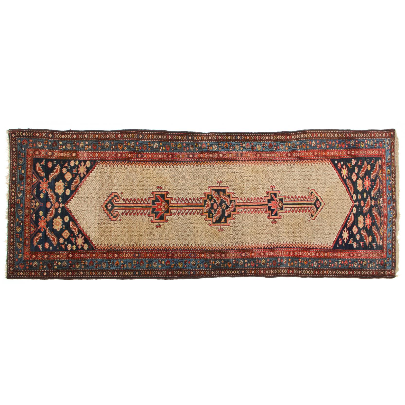 Appraisal: Kurdish Runner circa wool foundation the camel field with lattice