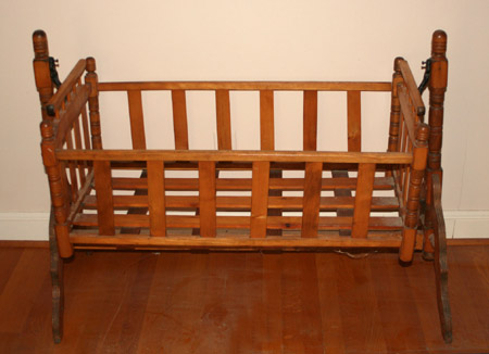 Appraisal: Victorian Renaissance Revival Maple Rocking Cradle Late th Century Height