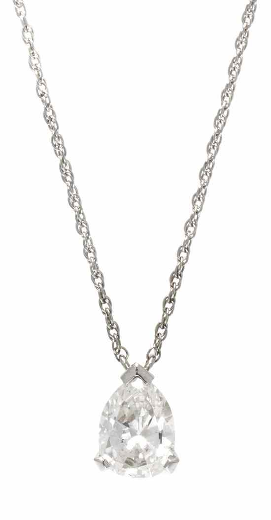 Appraisal: A Karat White Gold Diamond Solitaire Pendant containing one pear