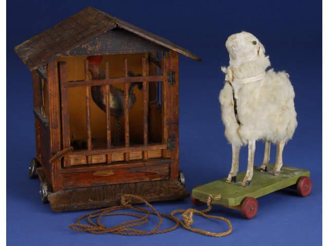 Appraisal: Chicken Coupe Pull Toy Germany ca wood chicken coupe with