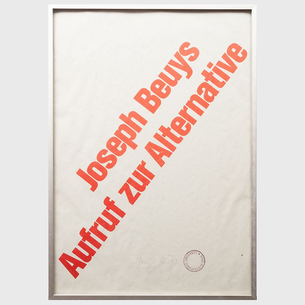 Appraisal: Joseph Beuys - Aufruf zur Alternative Offset lithograph in red